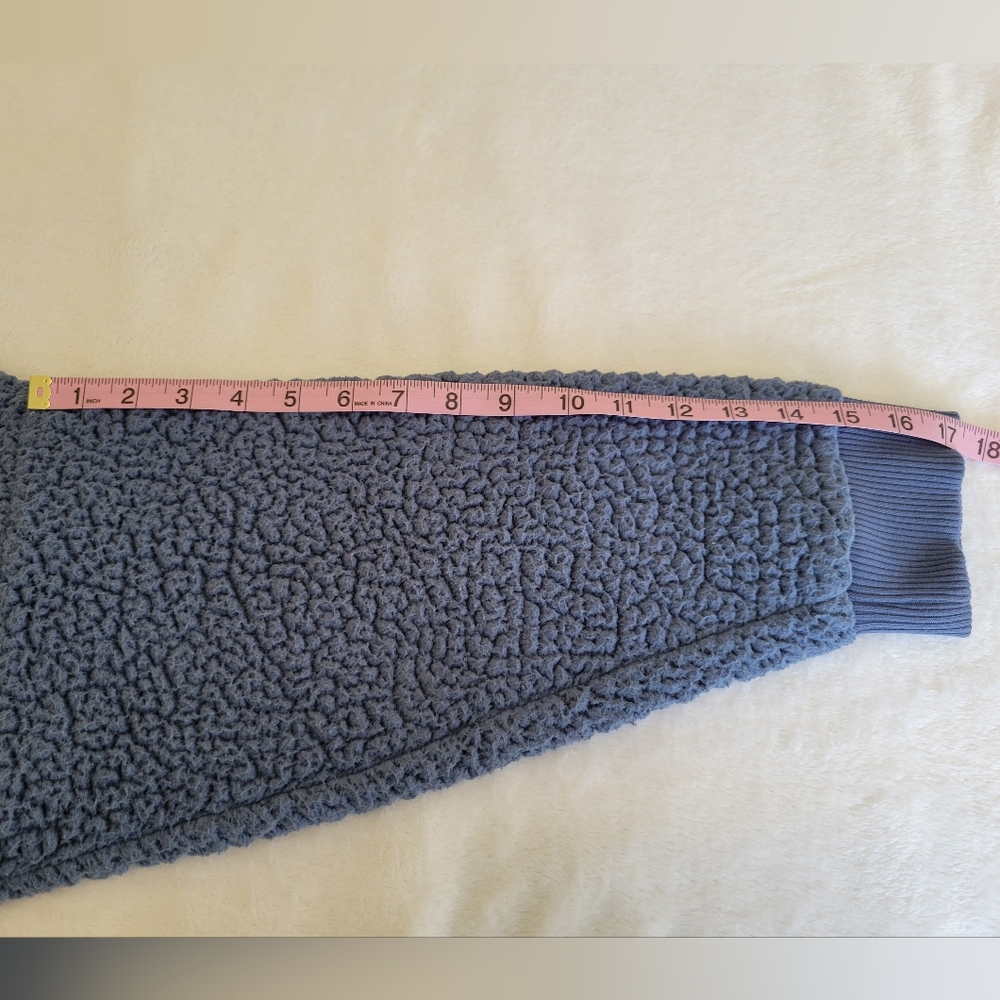 Aerie Denim Blue Long Sleeve Quarter Zip Sherpa Pullover Fleece Size XL - Picture 10 of 10